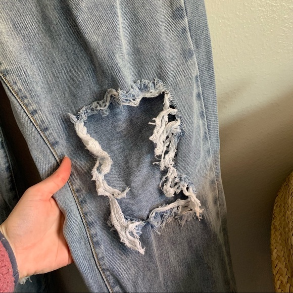 PLT | Light Blue Distressed Split Hem Straight Jean - Picture 7 of 8